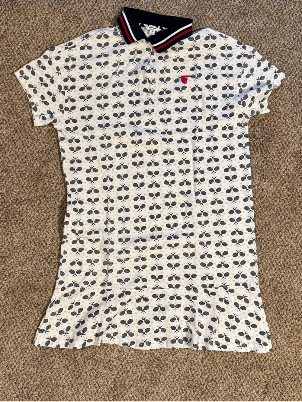 Tretorn x Anthropologie Polo Dress with Tennis Print and Navy-Trim Collar